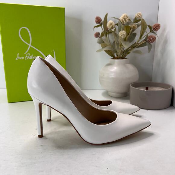 Sam Edelman Hazel Suede Pointed Toe Pump White Women's 7.5M Tried On - Picture 3 of 11